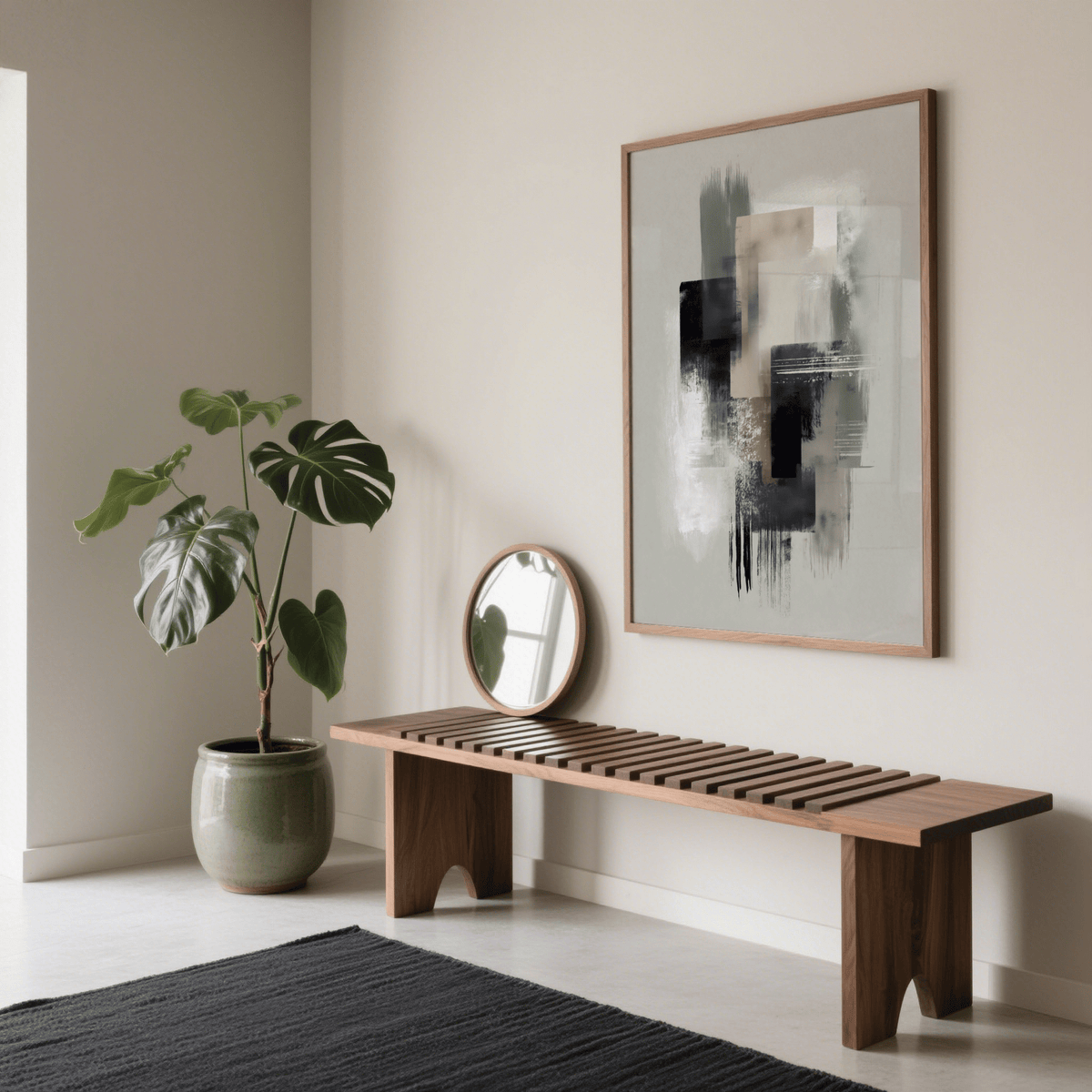 Minimalist Large Wabi Sabi Print featuring Gray and Gold for office decor