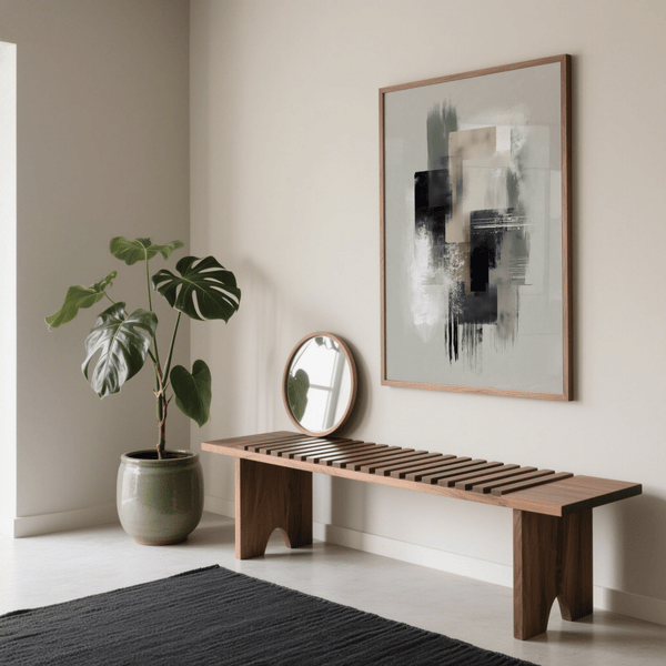 Minimalist Large Wabi Sabi Print featuring Gray and Gold for office decor