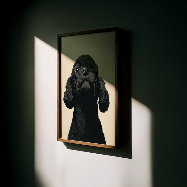 Classic Black Poodle Wall Art in Beige and Black for dog lovers’ den, poster