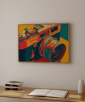 Vintage Camera Wall Art poster print for art-themed bedroom, Red and Blue colors