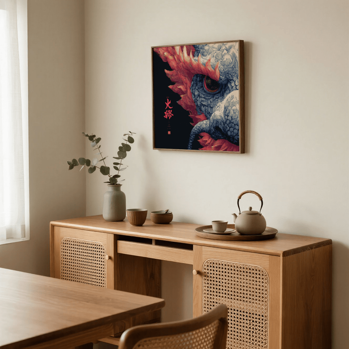 Red Dragon Art featuring Gray tones for bedroom wall art
