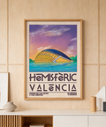 Close-up of Valencia City Art Print highlighting bold typography and balconies
