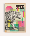 Abstract Leopard Art Print with pink and yellow for bedroom wall art