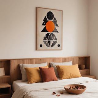 Geometric Indian Art Print with bold overlapping circular motif