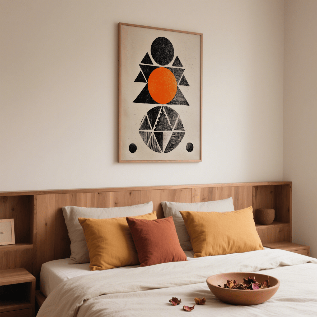 Geometric Indian Art Print with bold overlapping circular motif