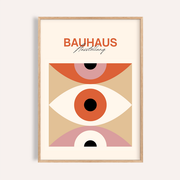 Minimalist Eye Art wall art for living room in Orange Beige Pink