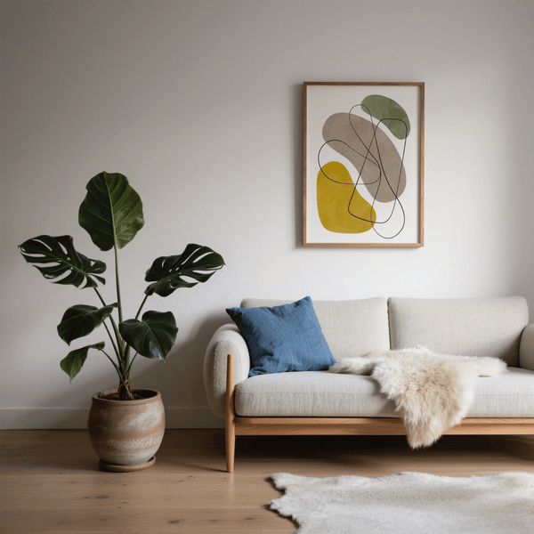 Geometric Abstract Poster with Yellow, Green, Brown, Beige for creative studios