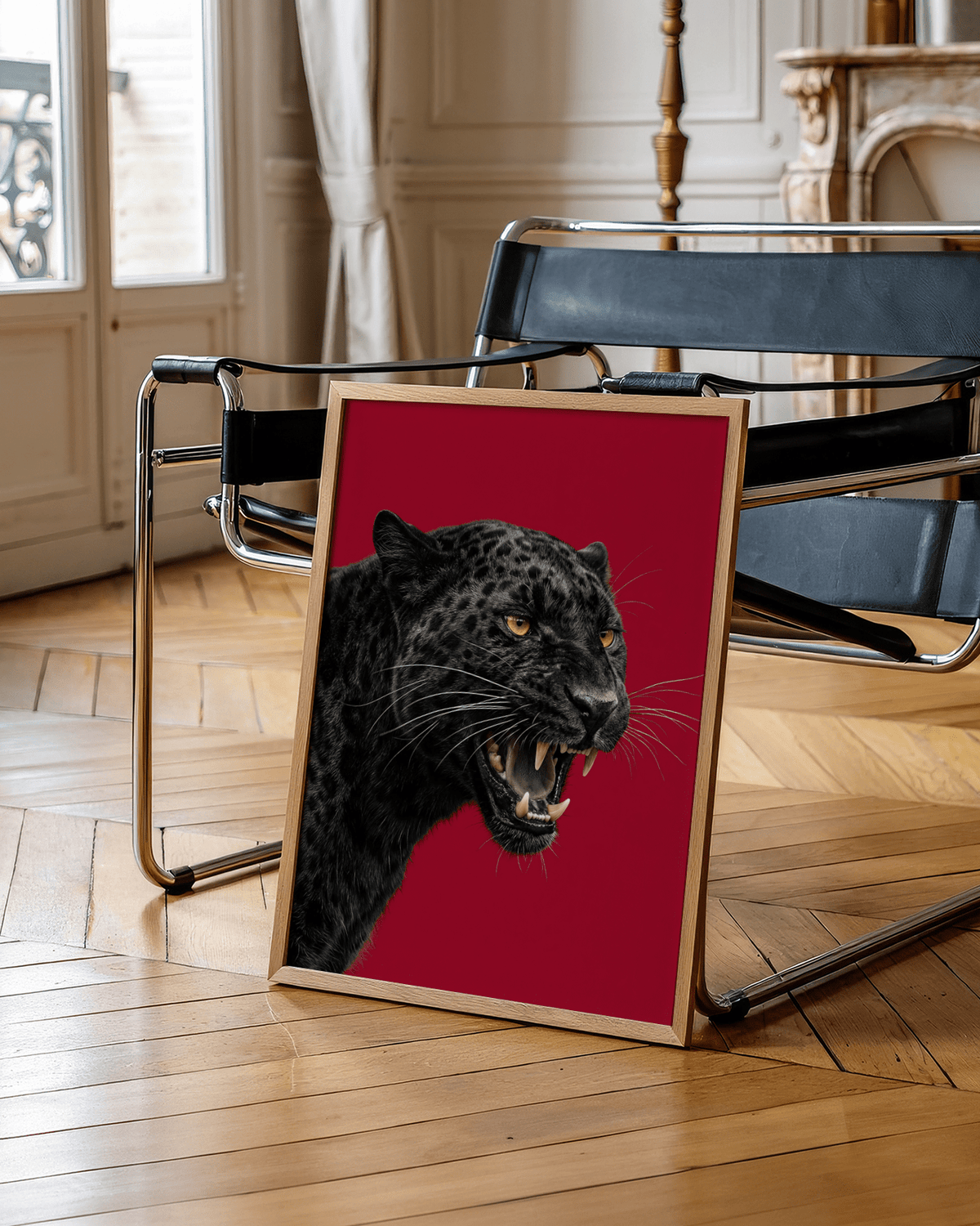 Striking red and black Wildlife Wall Art for office décor