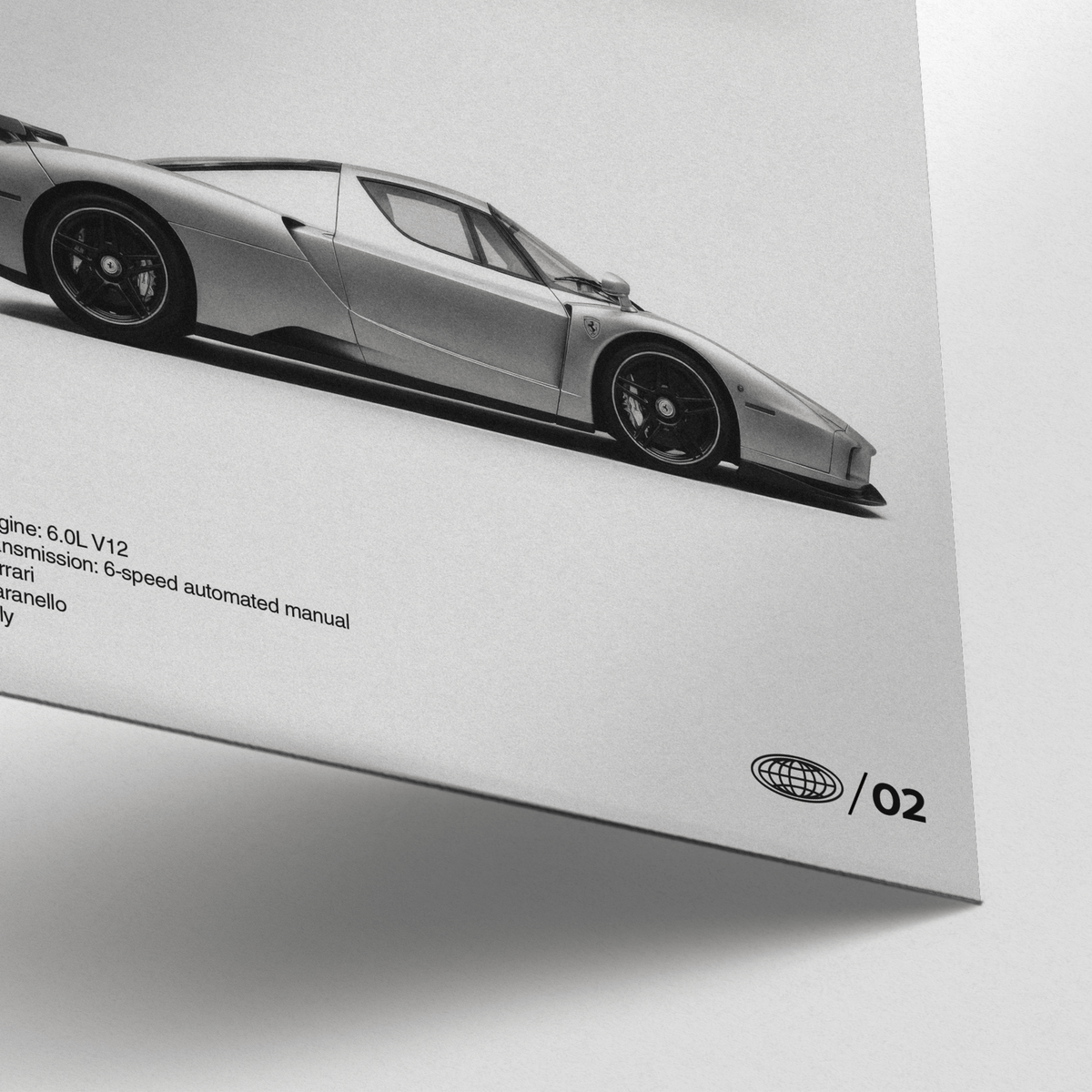 Enzo Ferrari Print featuring gray details for car enthusiast's study