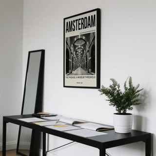 Architectural wall art print showing vaulted passageway with repeating arches and central walkway