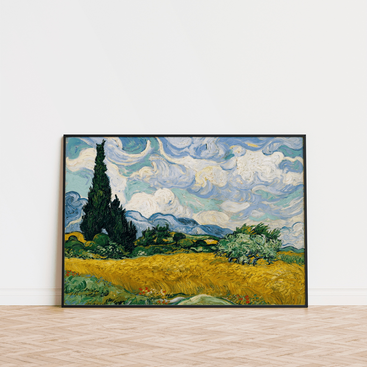 Cypress Tree Landscape print, Multicolored tones, soothing for meditation room