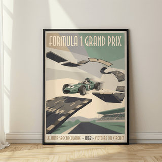 Close-up wall art poster of a vintage Formula 1 race car with number 4 on the side