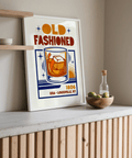 Old Fashioned Art Print with Blue and Brown, enhancing kitchen ambiance