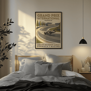 Formula 1 Racing Print with Circuit de Monte Carlo lettering and sweeping road composition