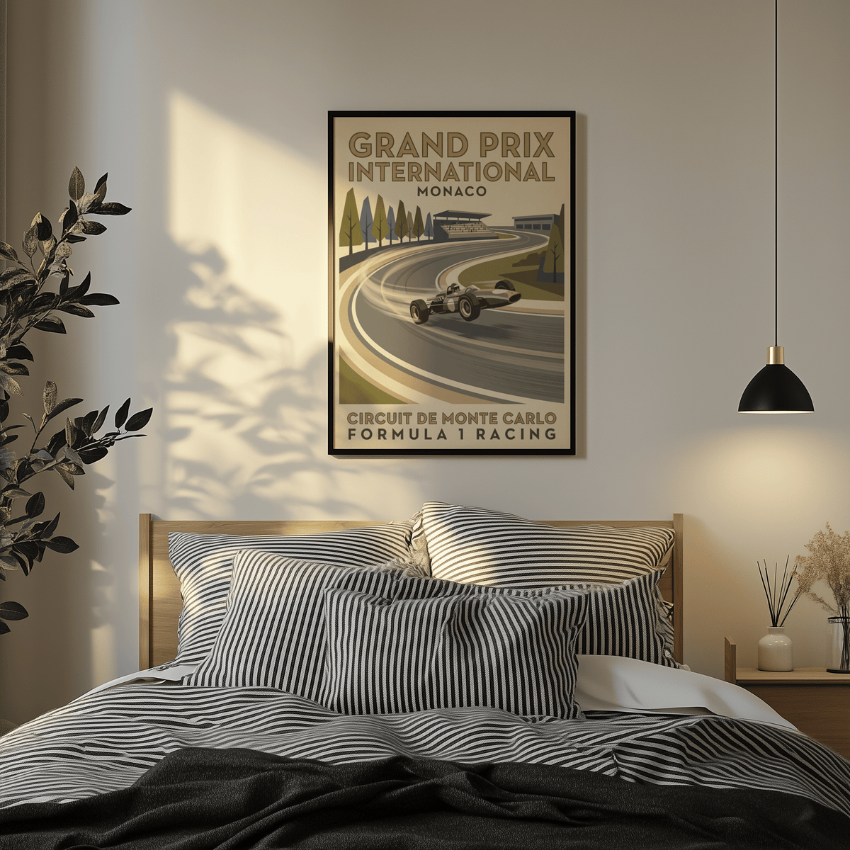 Formula 1 Racing Print with Circuit de Monte Carlo lettering and sweeping road composition