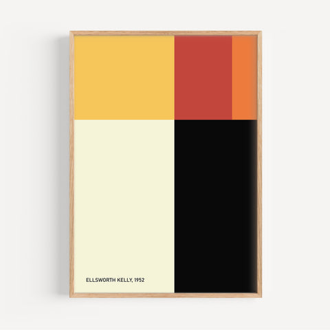 Ellsworth Kelly block colour art featuring yellow, red, and black geometric design
