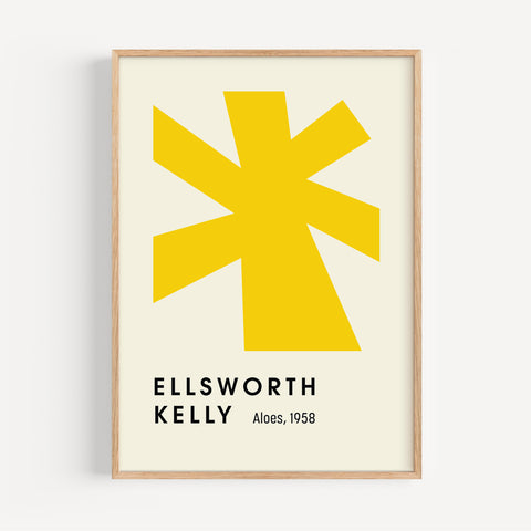 Yellow aloe Ellsworth Kelly poster with bold geometric design