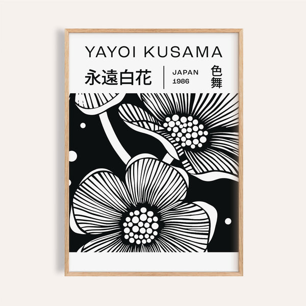 Monochrome floral composition featured in black and white art flowers poster