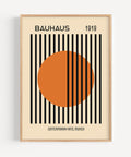 Bauhaus-inspired geometric artwork featuring an orange circle