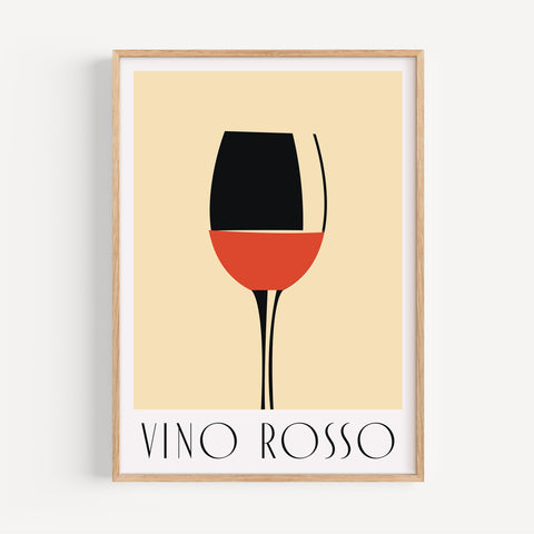 Italian red wine art print vintage poster for home decor