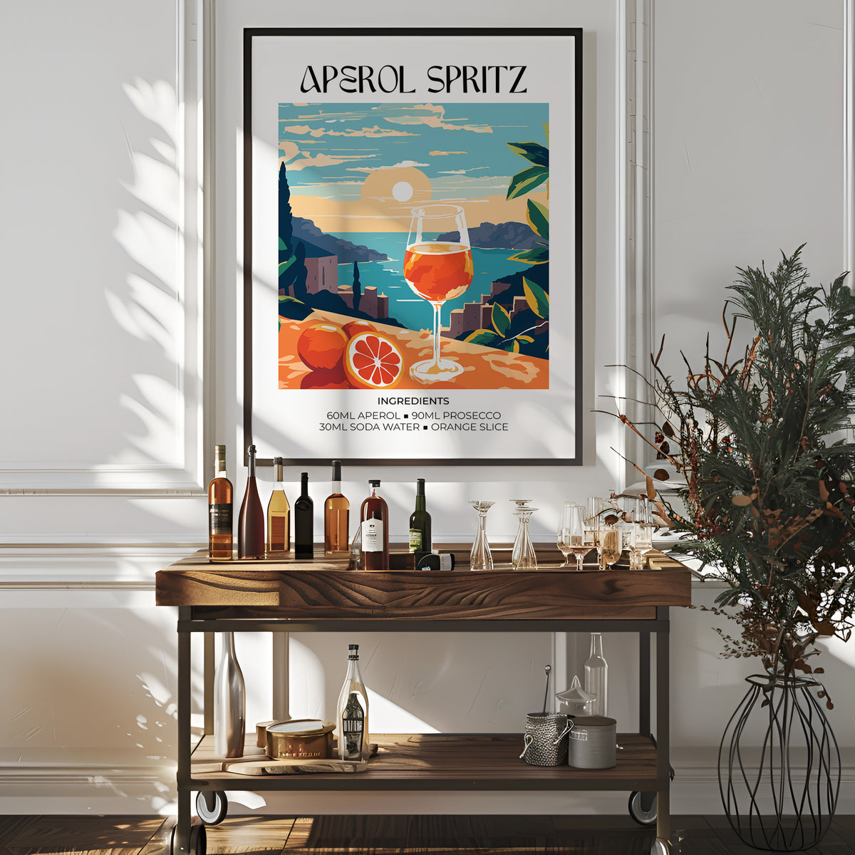 artistic Cocktail Art Poster with bold abstract shapes