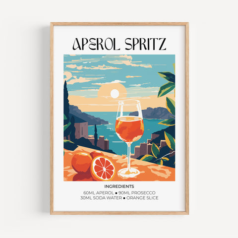 Matisse Aperol Spritz Cocktail Poster in vibrant colours for bar or kitchen decor
