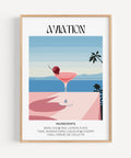 Vintage Aviation Cocktail Art in pastel colours, inspired by Matisse.