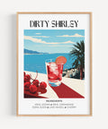 Dirty Shirley cocktail wall art with Matisse-style, featuring bold red and pink