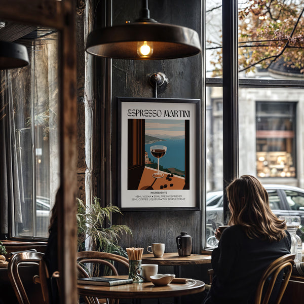modern Espresso Martini Poster with cocktail-inspired design