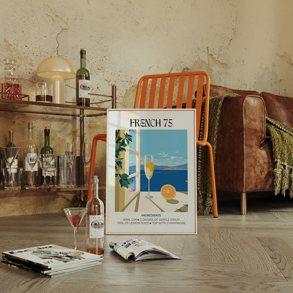 Chic and colourful bar artistique poster perfect for stylish kitchens