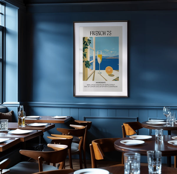 French 75 cocktail bar artistique artwork ideal for dining spaces