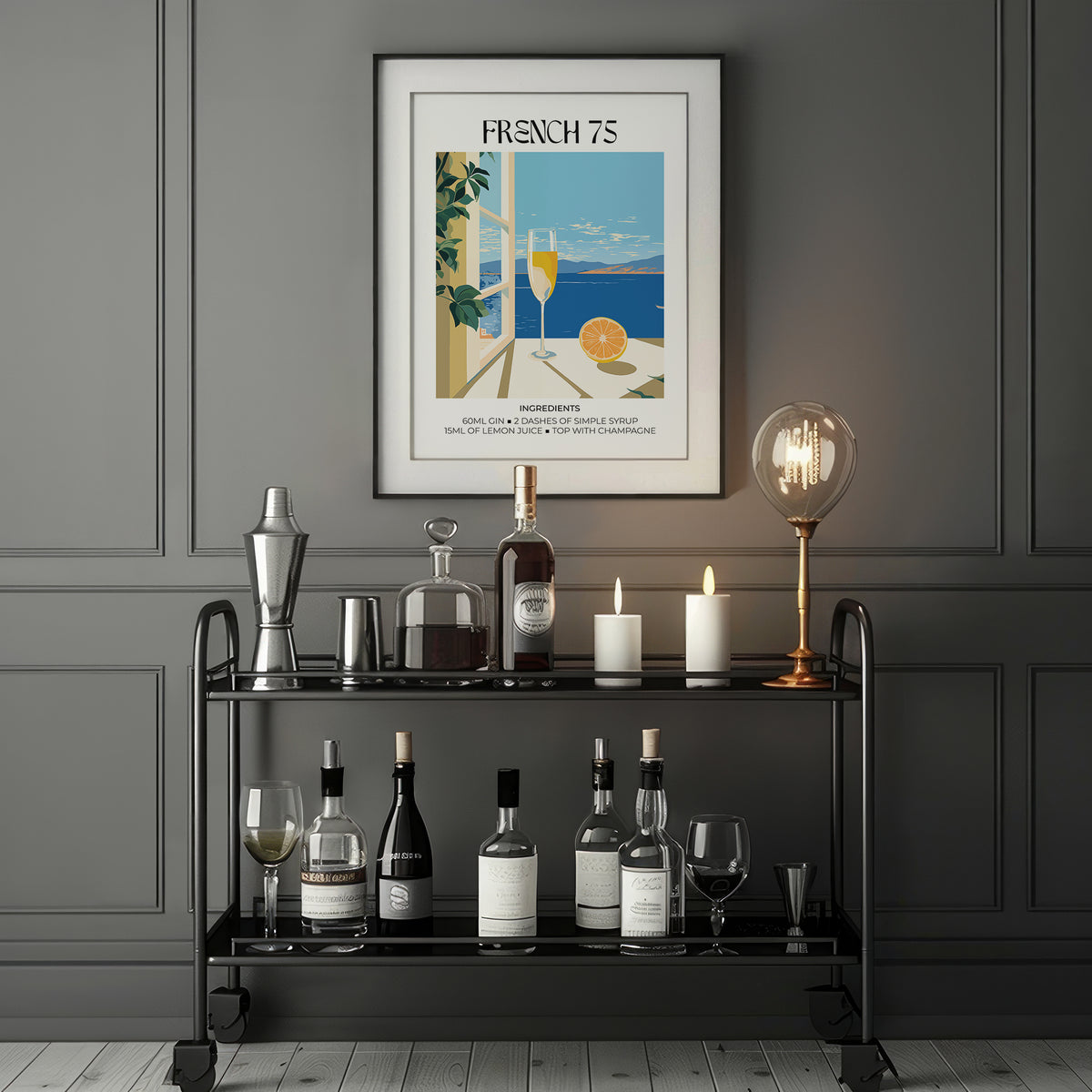 Bold abstract colours in bar artistique wall art for cocktail lovers
