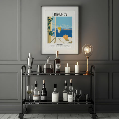 Stylish French 75 art print blending cocktail culture with modern artistry
