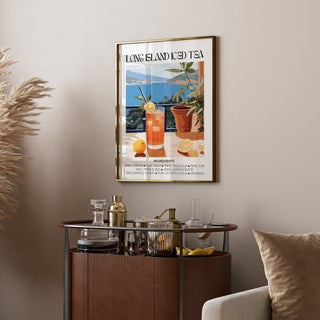 Refreshing Long Island Iced Tea captured in cocktail wall art design