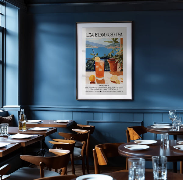 Long Island Iced Tea cocktail wall art perfect for summer decor