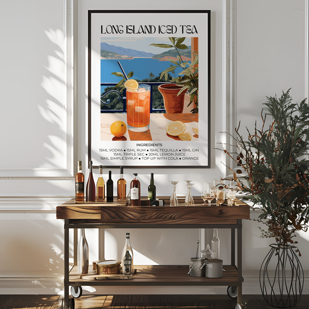 Bold and playful cocktail wall art suitable for kitchen or lounge