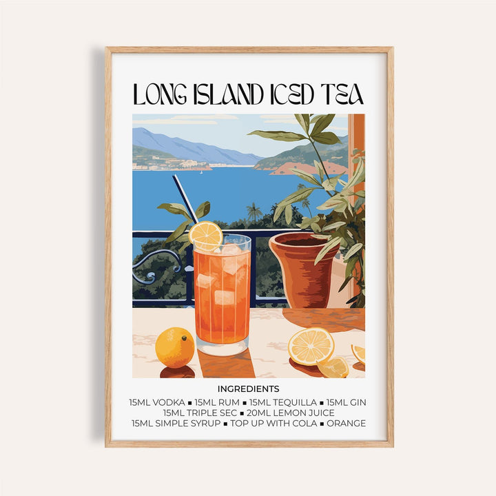 Vibrant cocktail wall art featuring Long Island Iced Tea illustration
