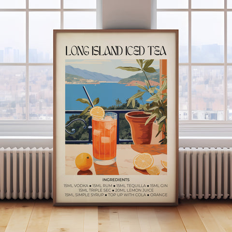 Matisse Long Island Iced Tea cocktail wall art with summer scene and orange slice