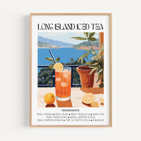 Matisse Long Island Iced Tea cocktail wall art with summer scene and orange slice