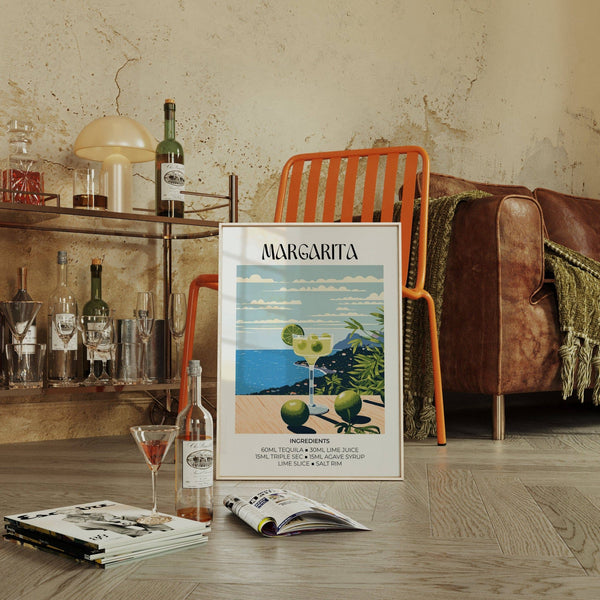 Matisse-style cocktail print as lively decor for bar and kitchen