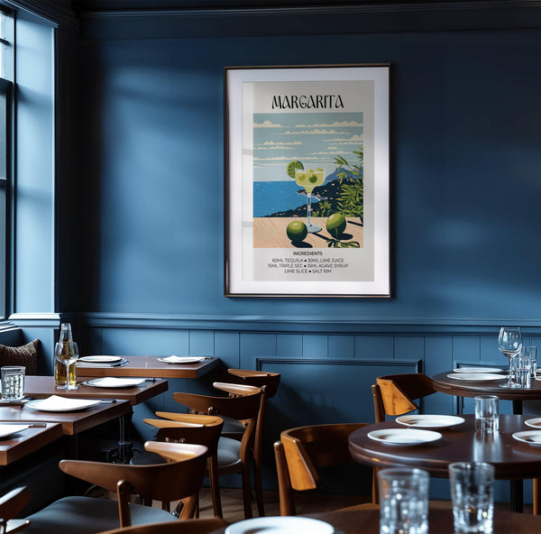 Summer-themed decor for bar with abstract lime and tequila design