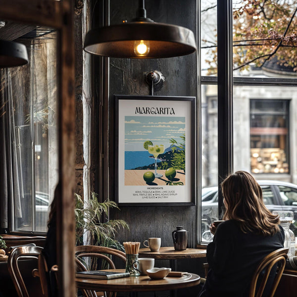 Artistic Margarita poster bringing tropical decor for bar settings