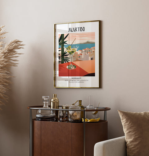 Martini poster with bold illustration perfect for sophisticated decor
