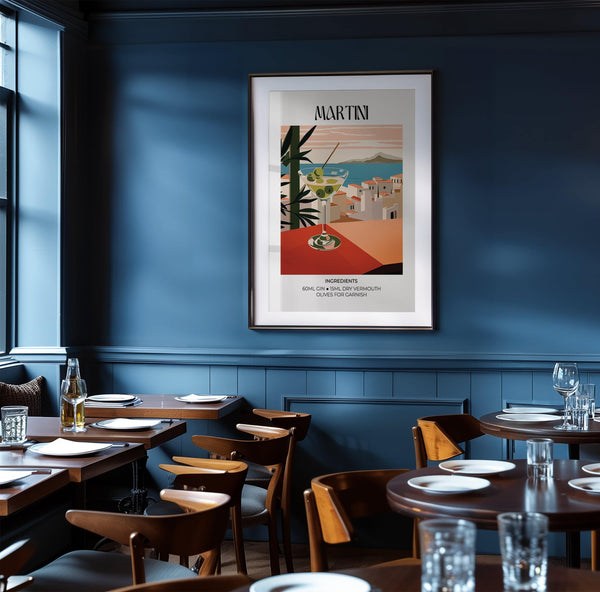 framed Martini Poster for sophisticated home bars