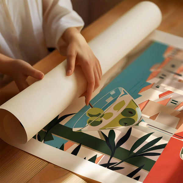 artistic Martini Poster with a minimal yet bold composition