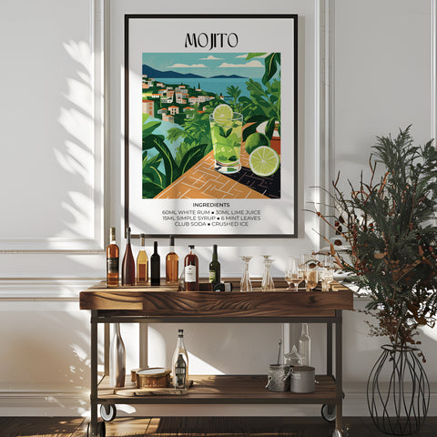 Bold and colourful Mojito print for home bar or kitchen decor
