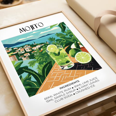 Refreshing Mojito art print with retro style for vibrant decor
