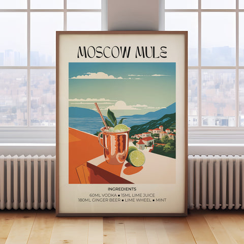 Matisse Moscow Mule cocktail art print featuring copper mug and lime garnish