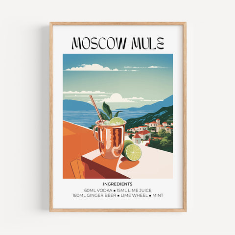 Matisse Moscow Mule cocktail art print featuring copper mug and lime garnish