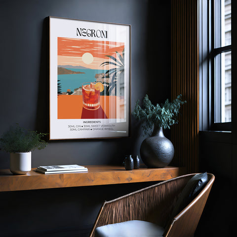 Negroni themed art for stylish living room decor
